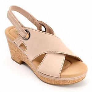 Clarks Collection Leather Back- Strap Wedges - Giselle Loop 9